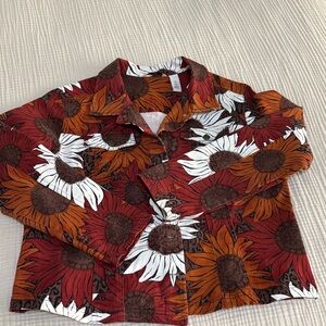 French Laundry Red and Orange Floral Jean Jacket